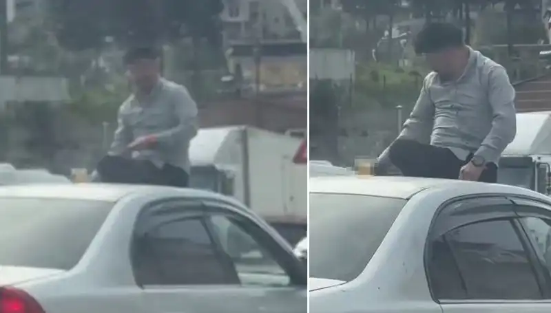 Trafikte Şaşkınlık Yaratan Olay: Otomobil Üzerinde Parti Yaptılar!